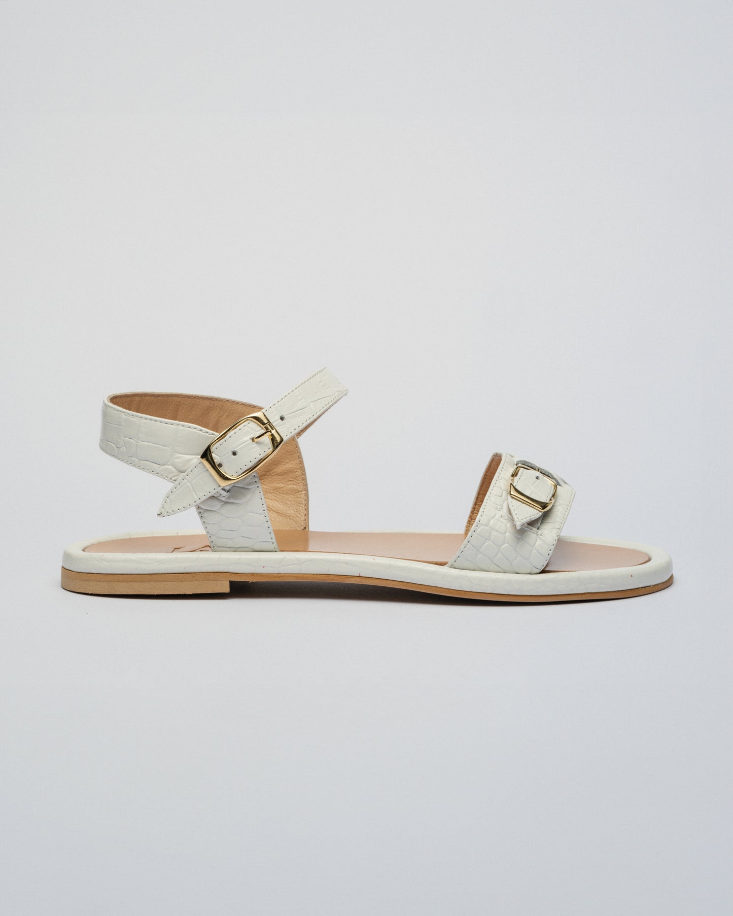 RED DOT-PARDES SUN-dals White croc leather