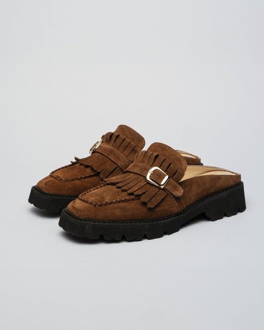 FUZZY MULES Ginger brown suede - LAX