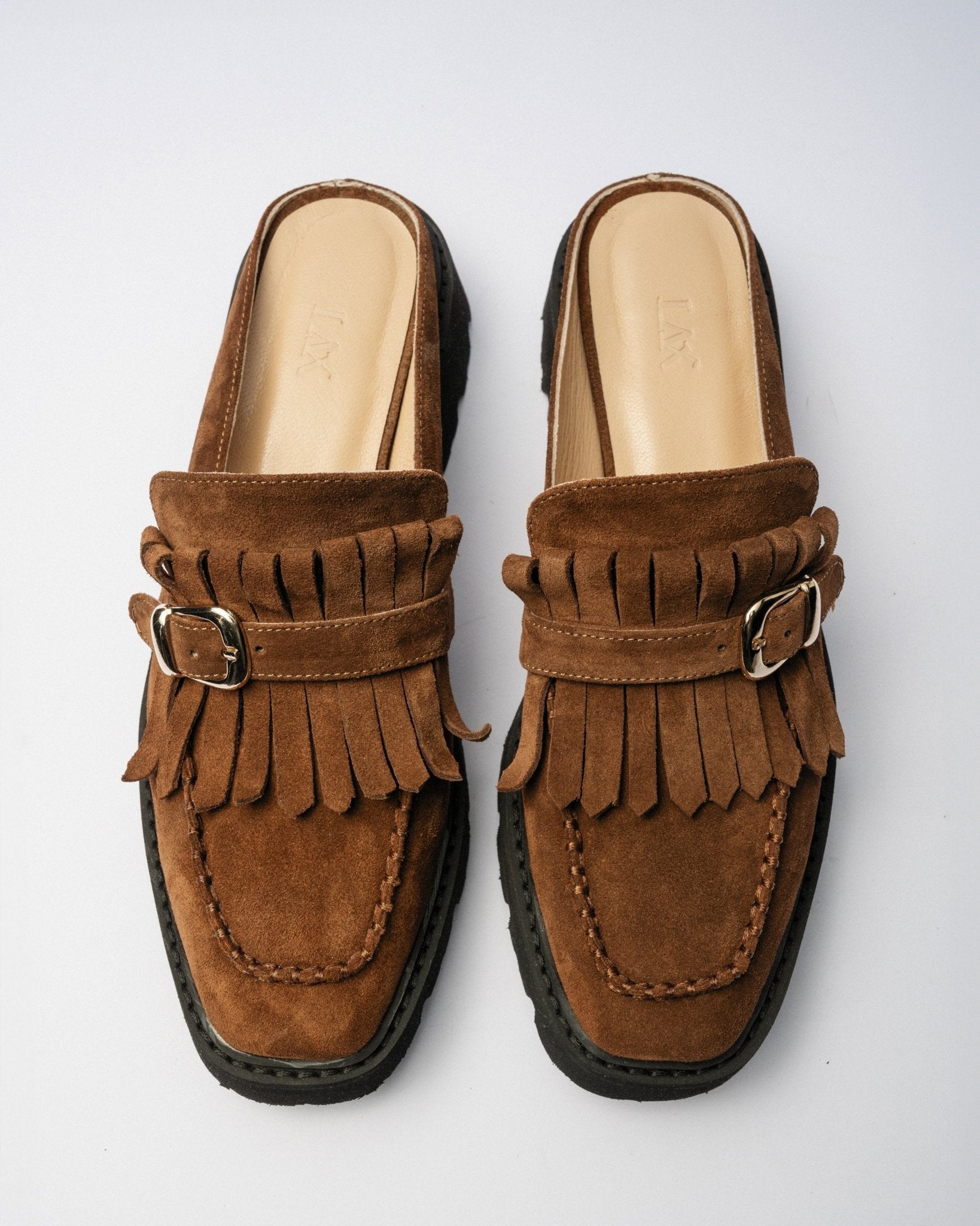 FUZZY MULES Ginger brown suede - LAX