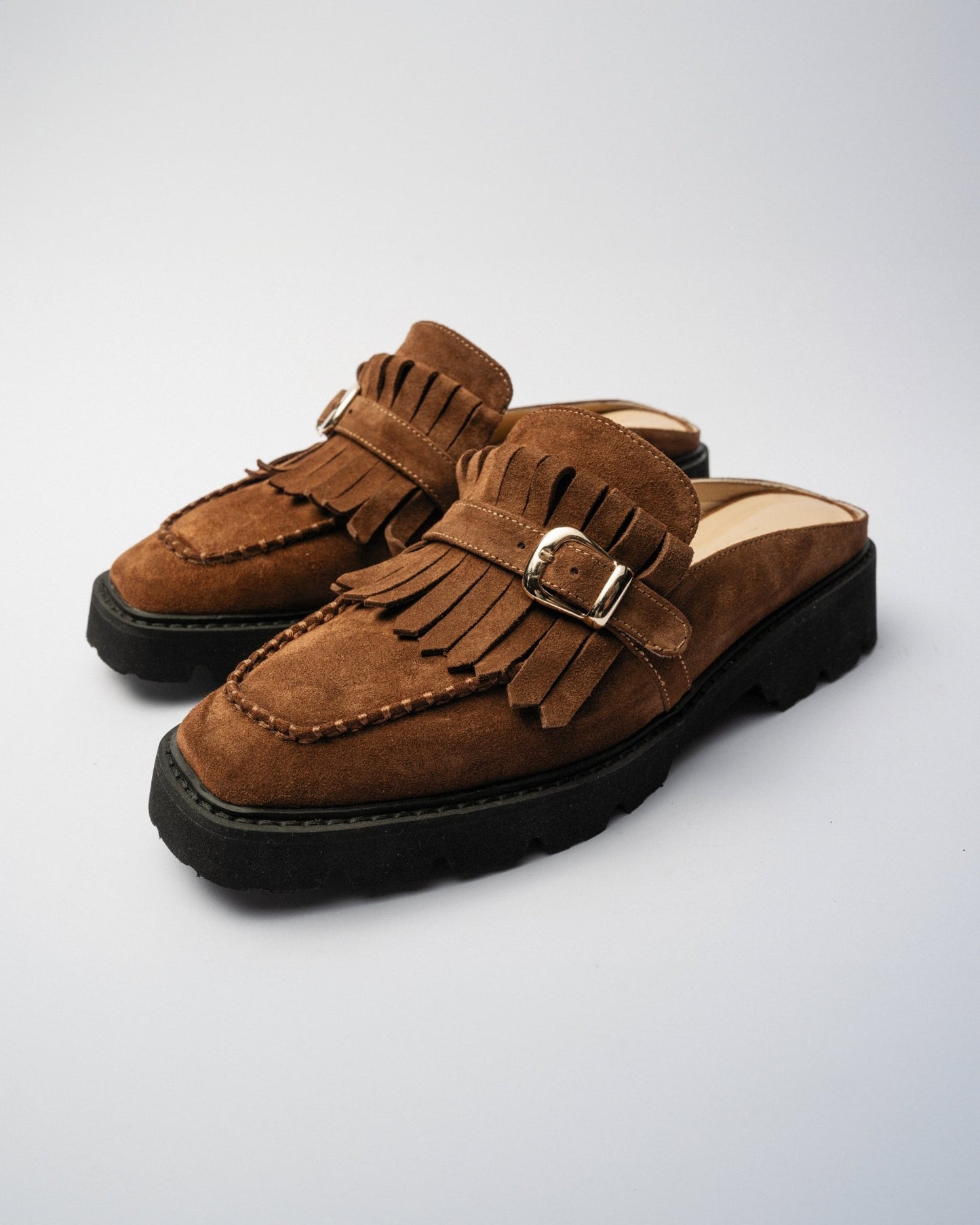 FUZZY MULES Ginger brown suede - LAX