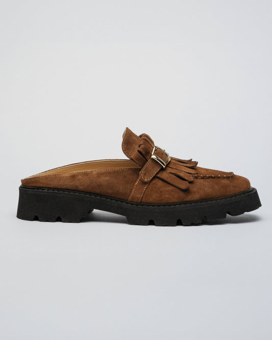 FUZZY MULES Ginger brown suede - LAX