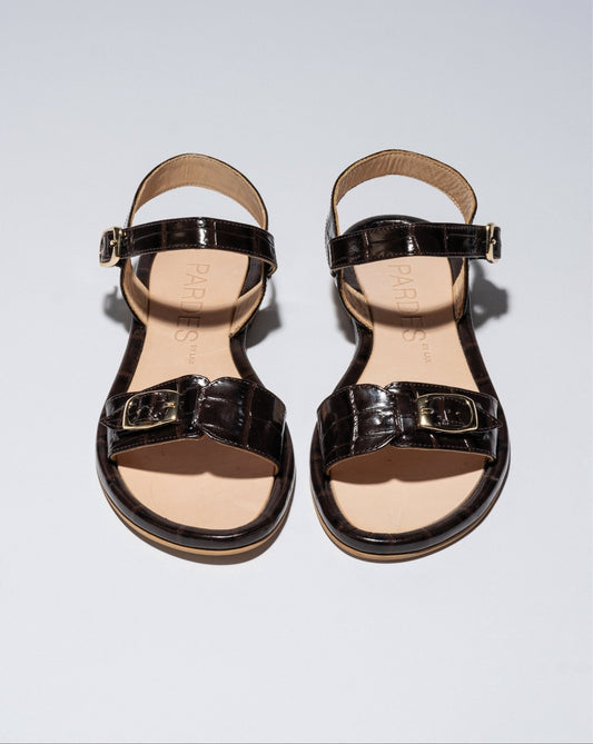 PARDES SUN - dals Chocolate Brown croc leather - LAX