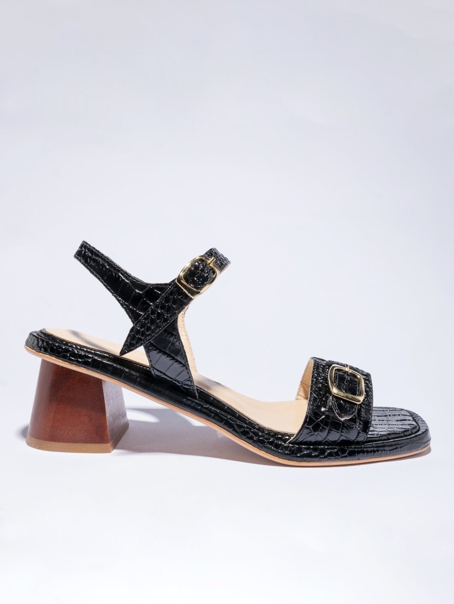 PARDES TERRA SUN Black Croc Sandals - LAX