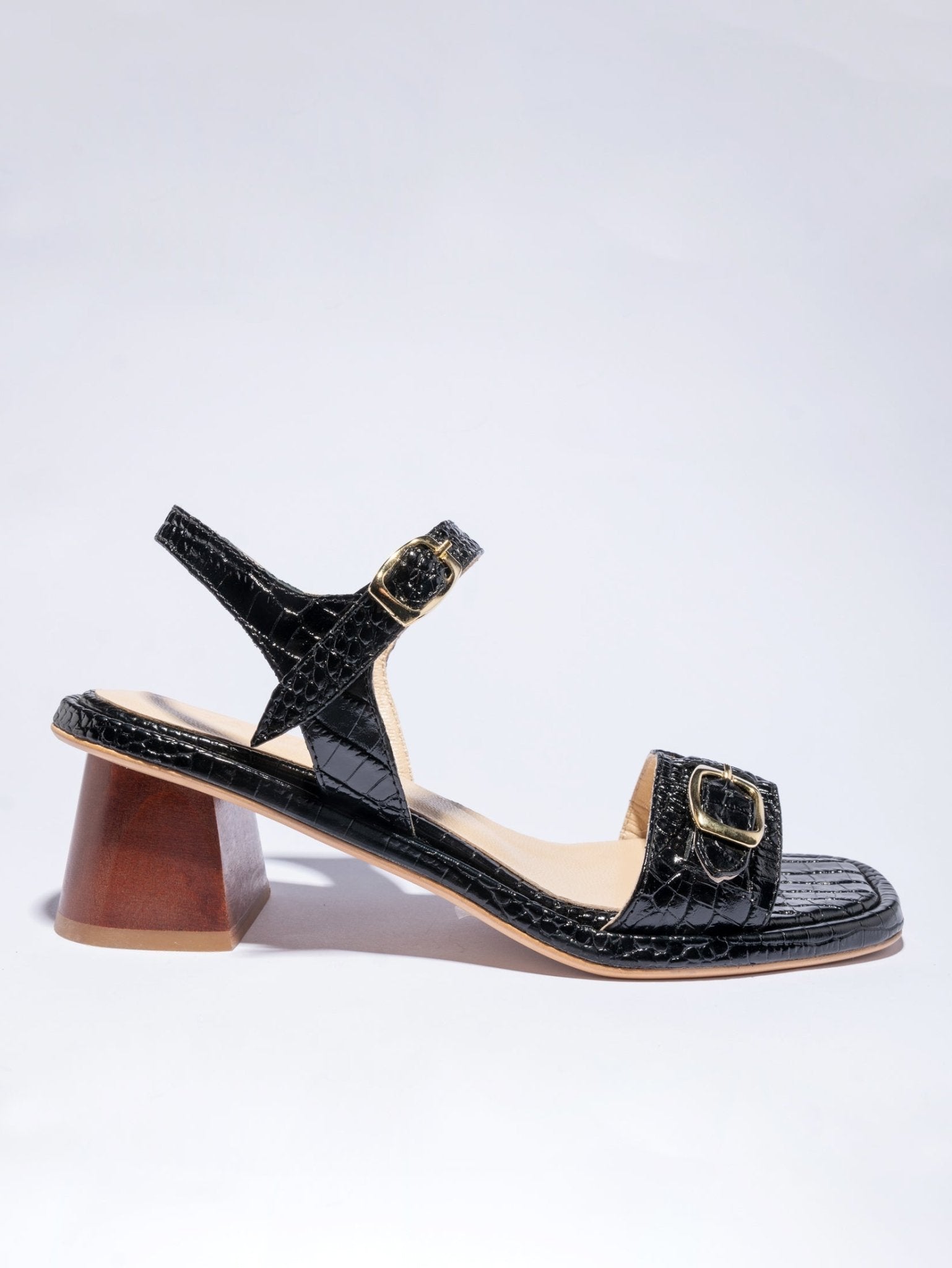 PARDES TERRA SUN Black Croc Sandals - LAX