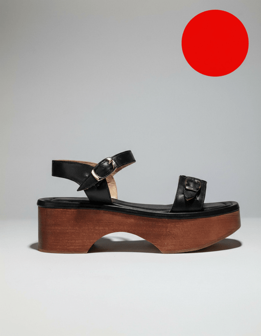 RED DOT - PARDES SANDAL CLOGGY HIGH PLATFORM Black - LAX