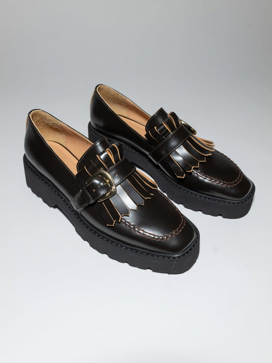 RED DOT - SAMPLE FUZZY loafers Dark Brown - LAX