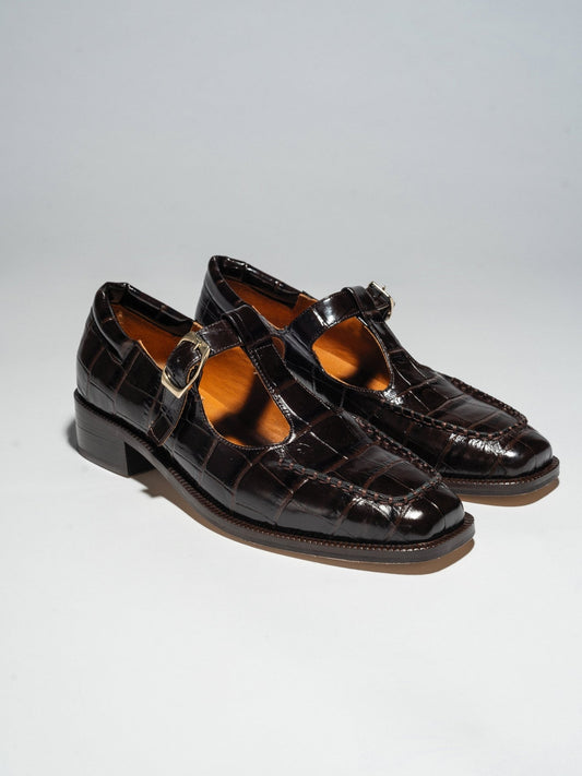 SAM T - BAR Chocolate brown Croc - LAX