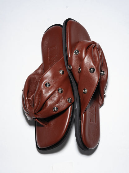 BOW SLIDES brandy
