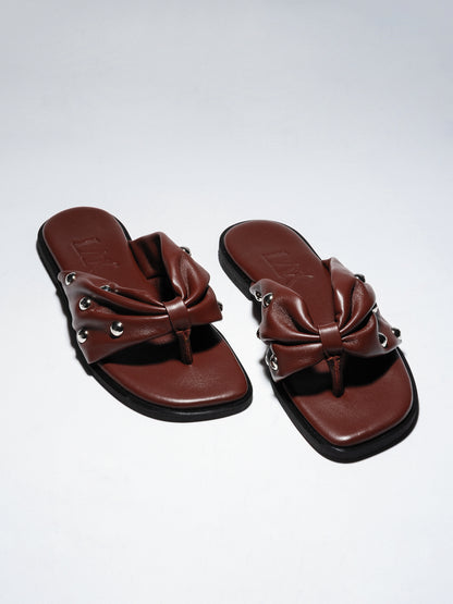 BOW SLIDES brandy