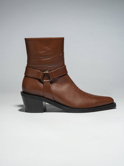 ARUJU RIDER BOOT Cognac Brown - LAX