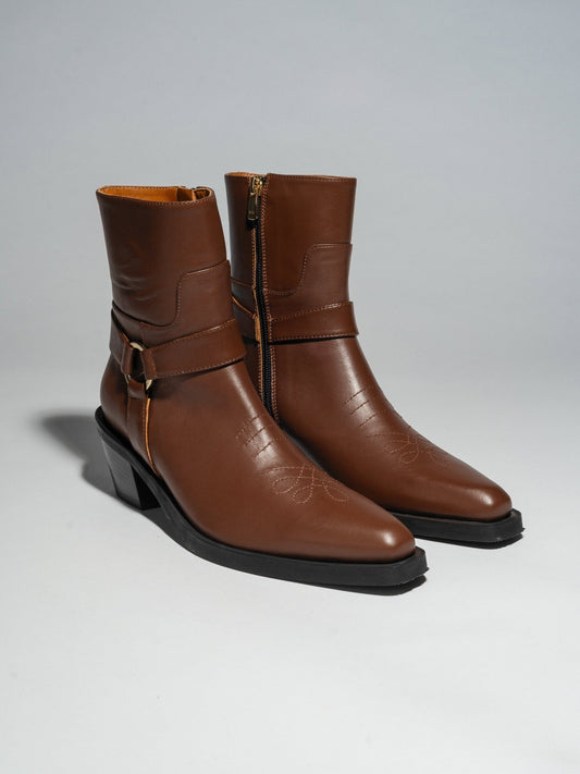 ARUJU RIDER BOOT Cognac Brown - LAX