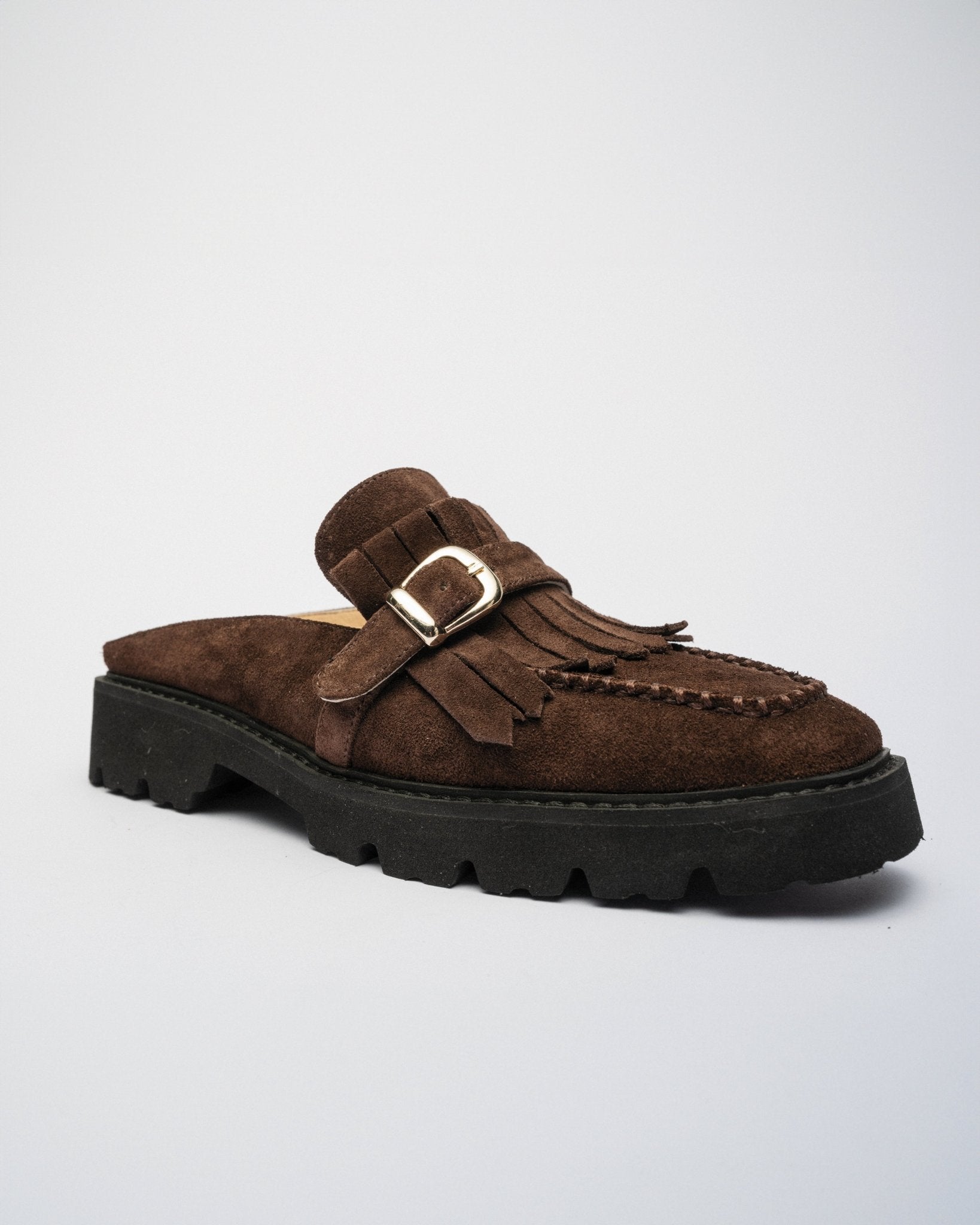 FUZZY MULES Dark Chocolate brown suede - LAX