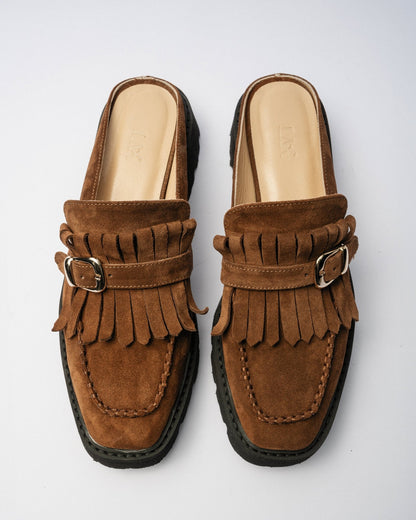 FUZZY MULES Ginger brown suede - LAX
