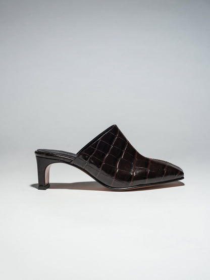 PIAF Mules Chocolate brown Croc - LAX