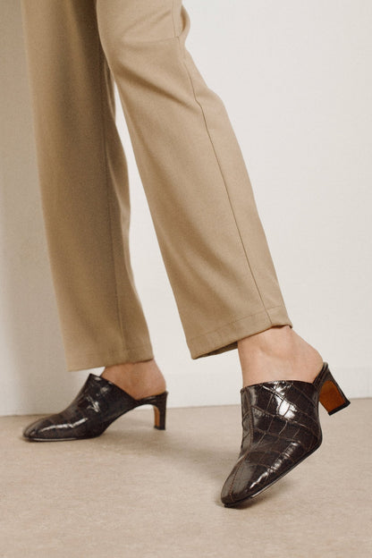 PIAF Mules Chocolate brown Croc - LAX