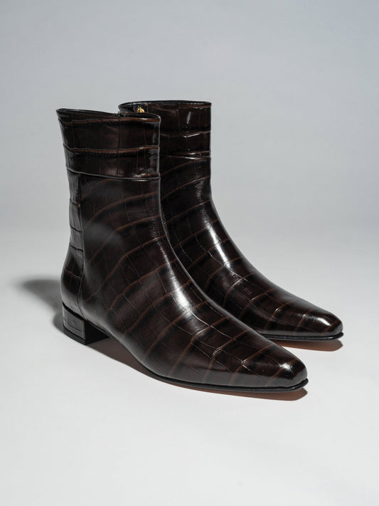 ROBERT Flat Chocolate brown Croc - LAX