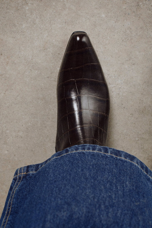 ROBERT Flat Chocolate brown Croc - LAX