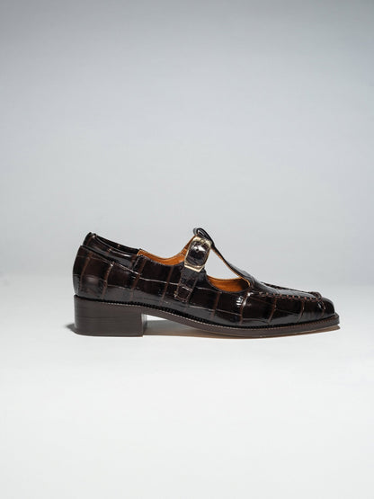 SAM T - BAR Chocolate brown Croc - LAX
